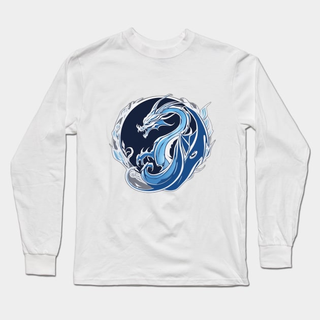 Dragon Blue Shadow Silhouette Anime Style Collection No. 452 Long Sleeve T-Shirt by cornelliusy